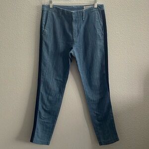Rag & Bone Trousers Women’s Sz 24 Linen Blend Blue With Navy Side Stripe